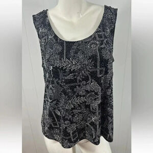 Dressbarn Collection Sparkle Paisley Blouse Sleeveless Top Shirt 16W